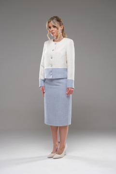 Костюм жакет и юбка из текстиля с вставками другого цвета Galean Style 949 - фото 3