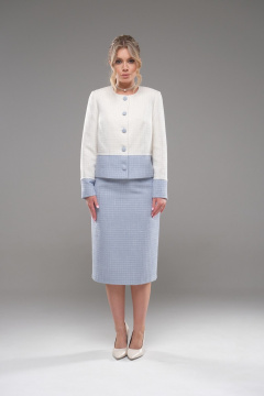 Костюм жакет и юбка из текстиля с вставками другого цвета Galean Style 949 - фото 1