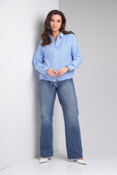 Блуза летняя укороченная свободная с поясом и разрезами Modema м.734/3 - фото 5