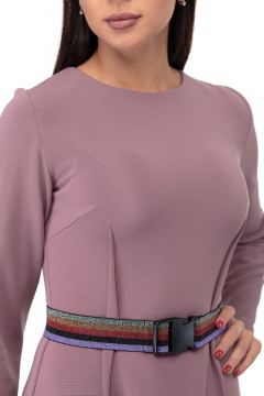 Платье из ткани с кокетками, вытачками и поясом-резинкой Anelli 742 слива - фото 2