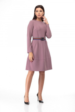 Платье из ткани с кокетками, вытачками и поясом-резинкой Anelli 742 слива - фото 1