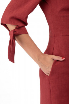 Платье с завышенной талией из текстиля с вниманием к деталям Anelli 885 терракот - фото 5