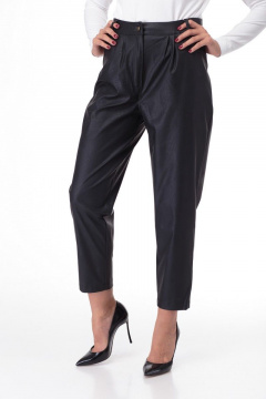 Брюки из экокожи с функциональными карманами и поясом Anelli 903 черный - фото 2