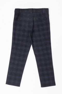 Классические брюки из костюмной ткани с стрелками и резинкой Pan-Mod 4081 клетка -т.синяя - фото 2