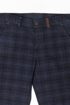Классические брюки из костюмной ткани с стрелками и резинкой Pan-Mod 4081 клетка -т.синяя - фото 3