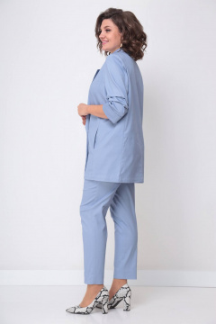 Женский жакет оверсайз с карманами и воротником-лацканом Solomeya Lux 853A голубой_джинс - фото 4