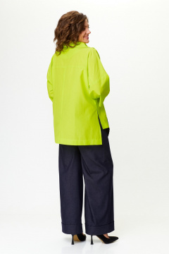 Бохо-блуза из хлопка с асимметричным вырезом и карманом Michel chic 785 салатовый - фото 5