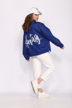 Демисезонная ветровка с капюшоном, принтом и накладными карманами TAiER 1058-1 синий - фото 5