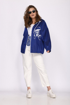 Демисезонная ветровка с капюшоном, принтом и накладными карманами TAiER 1058-1 синий - фото 1