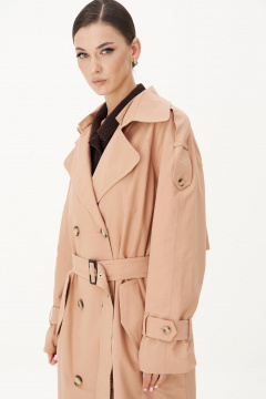 Демисезонный плащ с съемным капюшоном и широким поясом Fantazia Mod 4735 - фото 4