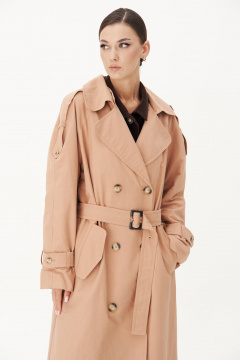 Демисезонный плащ с съемным капюшоном и широким поясом Fantazia Mod 4735 - фото 3