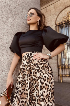 Черный атласный топ с молнией на спине и хлопковой подкладкой ENZA 808 черный - фото 2