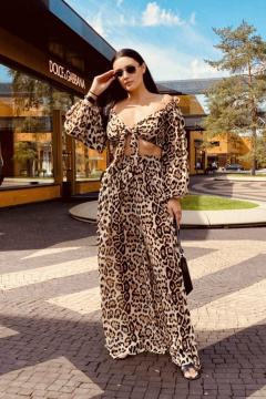 Брюки и топ из шифона для повседневного Лета ENZA 906 леопард - фото 1