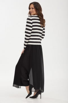 Костюм 2-ка из текстиля: жакет полуприталенного и брюки-кюлоты Магия моды 2444 черный-белый - фото 2