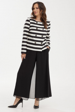 Костюм 2-ка из текстиля: жакет полуприталенного и брюки-кюлоты Магия моды 2444 черный-белый - фото 3