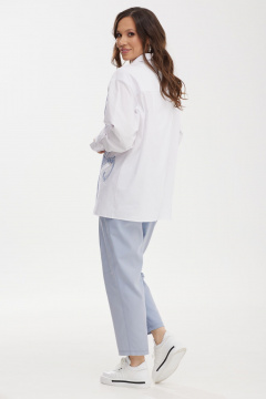 Комплект блузы рубашечного кроя и классических брюки из текстиля Магия моды 2457 голубой - фото 2