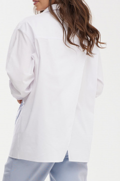 Комплект блузы рубашечного кроя и классических брюки из текстиля Магия моды 2457 голубой - фото 4