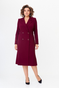 Платье миди винного цвета с двубортной застежкой и декоративными деталями ANASTASIA MAK 1121 винный - фото 1