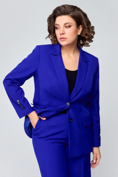 Двухпредметный костюм с жакетом и брюками из текстиля Мишель стиль 1177 кобальт - фото 4