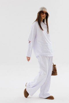 Костюм из хлопка с джемпером и брюками свободного кроя NikVa 703-3 молоко - фото 4