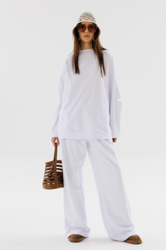 Костюм из хлопка с джемпером и брюками свободного кроя NikVa 703-3 молоко - фото 1