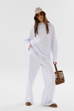 Джемпер свободного кроя с вязаным декором NikVa 704-3 молоко - фото 4