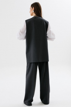 Деловой костюм из текстиля с жилетом и галстуком NikVa 708-1 графит - фото 5