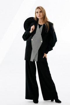 Брюки прямого кроя из текстиля с наклонными карманами NikVa 710-2 чёрный - фото 1