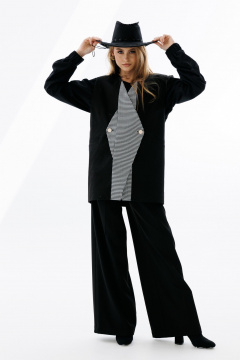 Брюки прямого кроя из текстиля с наклонными карманами NikVa 710-2 чёрный - фото 4