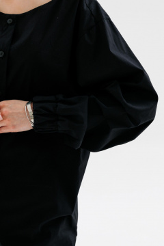 Рубашка прямого кроя с длинными рукавами и защипами NikVa 715-1 чёрный - фото 3