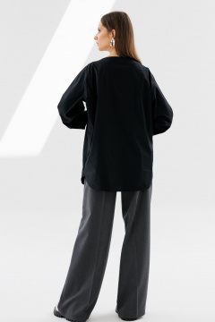 Рубашка прямого кроя с длинными рукавами и защипами NikVa 715-1 чёрный - фото 4