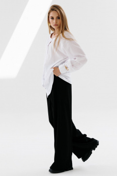 Рубашка прямая с декоративными защипами и рукавами-фонариками NikVa 715-2 молоко - фото 3