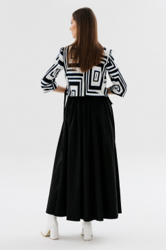 Демисезонное комбинированное платье с имитацией жилета и юбкой NikVa 719-1 черно-белый - фото 5