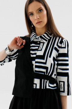 Демисезонное комбинированное платье с имитацией жилета и юбкой NikVa 719-1 черно-белый - фото 3