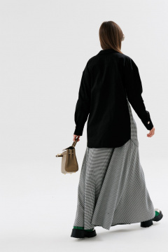 Рубашка прямого кроя с карманами и рубашечным воротником NikVa 721-1 чёрно-белая_гус_лапка - фото 5