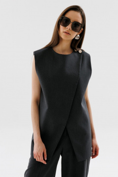 Демисезонный жилет на запах с полукруглым вырезом NikVa 723-1 графит - фото 4