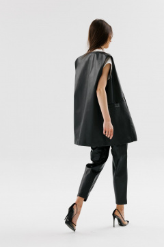 Брюки из экокожи с горизонтальным рассечением в области колена NikVa 733-1 чёрный - фото 5