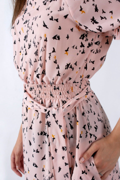 Летнее платье с расклешённой юбкой и поясом-реглан Mita ЖМ1145a розовый - фото 3