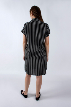 Модное летнее платье с кокеткой и отложным воротником Mita ЖМ1186 черный_полоска - фото 4