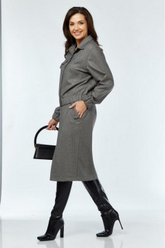 Жакет и юбка зауженного силуэта с декоративным клапаном Милора-стиль 1253 черная_гусьлапка - фото 2