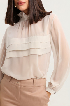 Блуза из шифона с складками и рюшами для романтичного образа LM БК2811-2 - фото 3