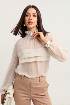 Блуза из шифона с складками и рюшами для романтичного образа LM БК2811-2 - фото 1