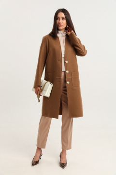 Пальто из шерстяной пальтовой ткани с накладными карманами LM WO4318-2 - фото 1