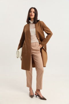 Облегченное пальто из шерсти с эффектом шва наружу LM WO5318-2 - фото 4