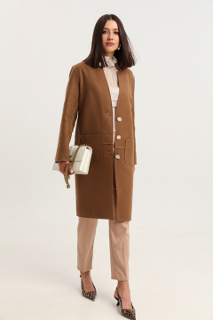 Облегченное пальто из шерсти с эффектом шва наружу LM WO5318-2 - фото 3