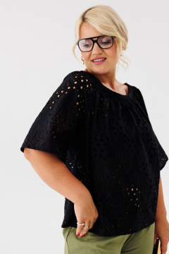 Летняя свободная блуза из хлопка с рукавом Anastasia 1131.1 черный - фото 5
