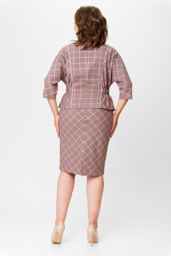 Клетчатый костюм блузка и юбка с рельефными швами Bonna Image 923 бежевый - фото 2