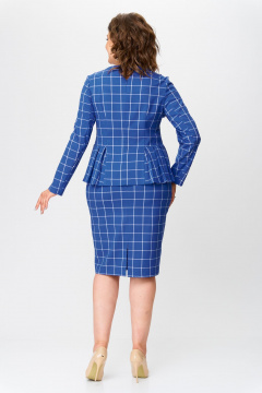 Клетчатый костюм блузка и юбка с складками и резинкой Bonna Image 924 синий - фото 2