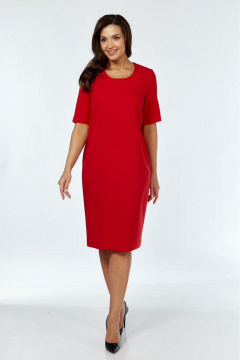 Деловой комплект: жакет и платье с вырезом и карманами Милора-стиль 1254 гусьлапка+красный - фото 2
