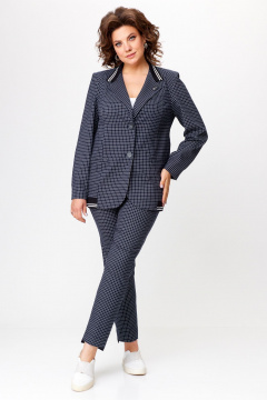 Комплект бомбер и зауженные брюки из клеточной ткани Bonna Image 936 синий - фото 1